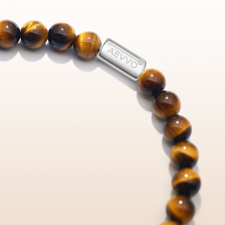 Strength & Courage - Silver Tiger Eye Evil Eye Bracelet Ⅰ