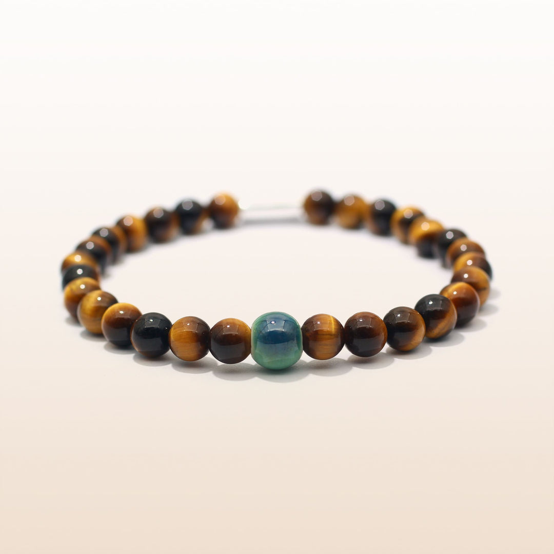 Strength & Courage - Silver Tiger Eye Evil Eye Bracelet Ⅰ