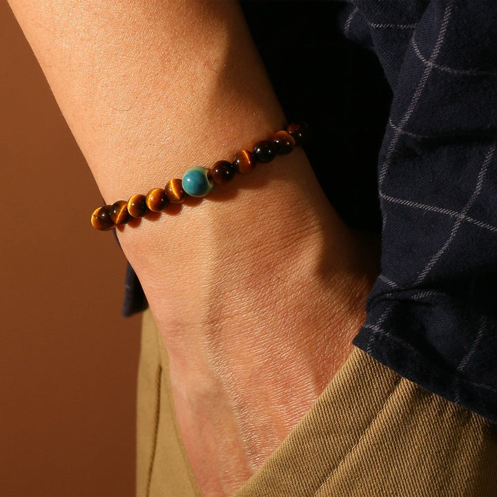 Strength & Courage - Silver Tiger Eye Evil Eye Bracelet Ⅰ