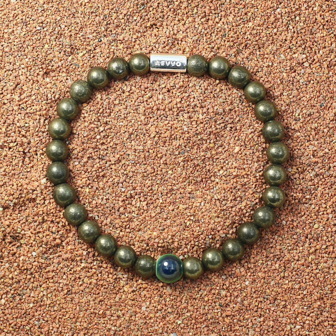 Success Energy-Silver Pyrite Evil Eye Bracelet Ⅰ