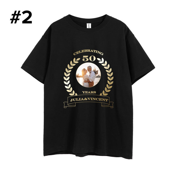 Wedding Anniversary Unisex T-Shirts Customized with Photo, Year and Name