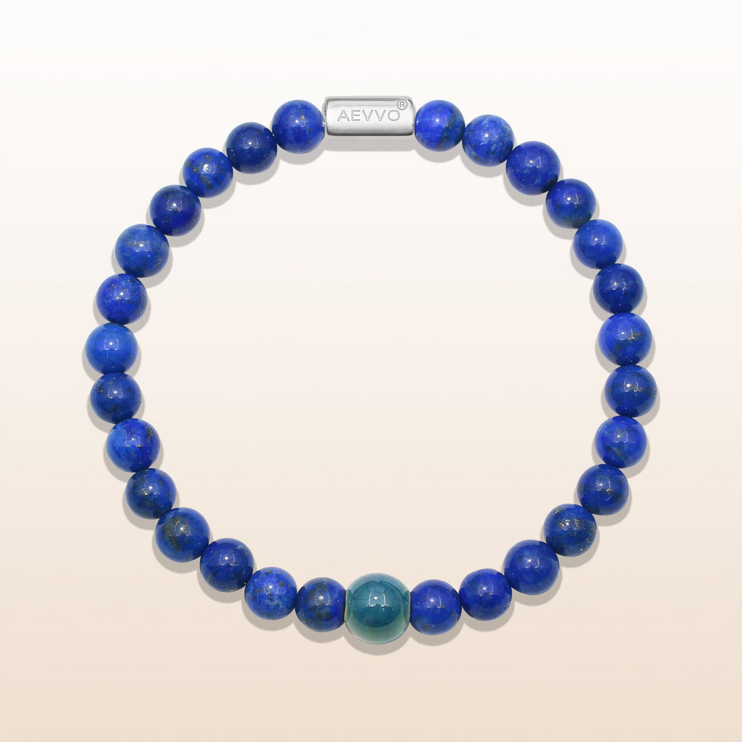 Wisdom & Wealth - Silver Lapis Lazuli Evil Eye Bracelet Ⅰ