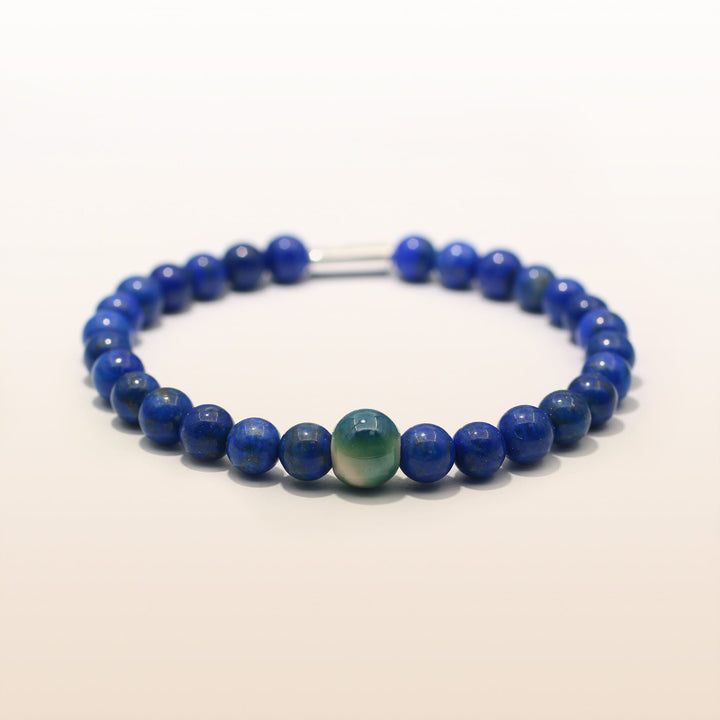 Wisdom & Wealth - Silver Lapis Lazuli Evil Eye Bracelet Ⅰ