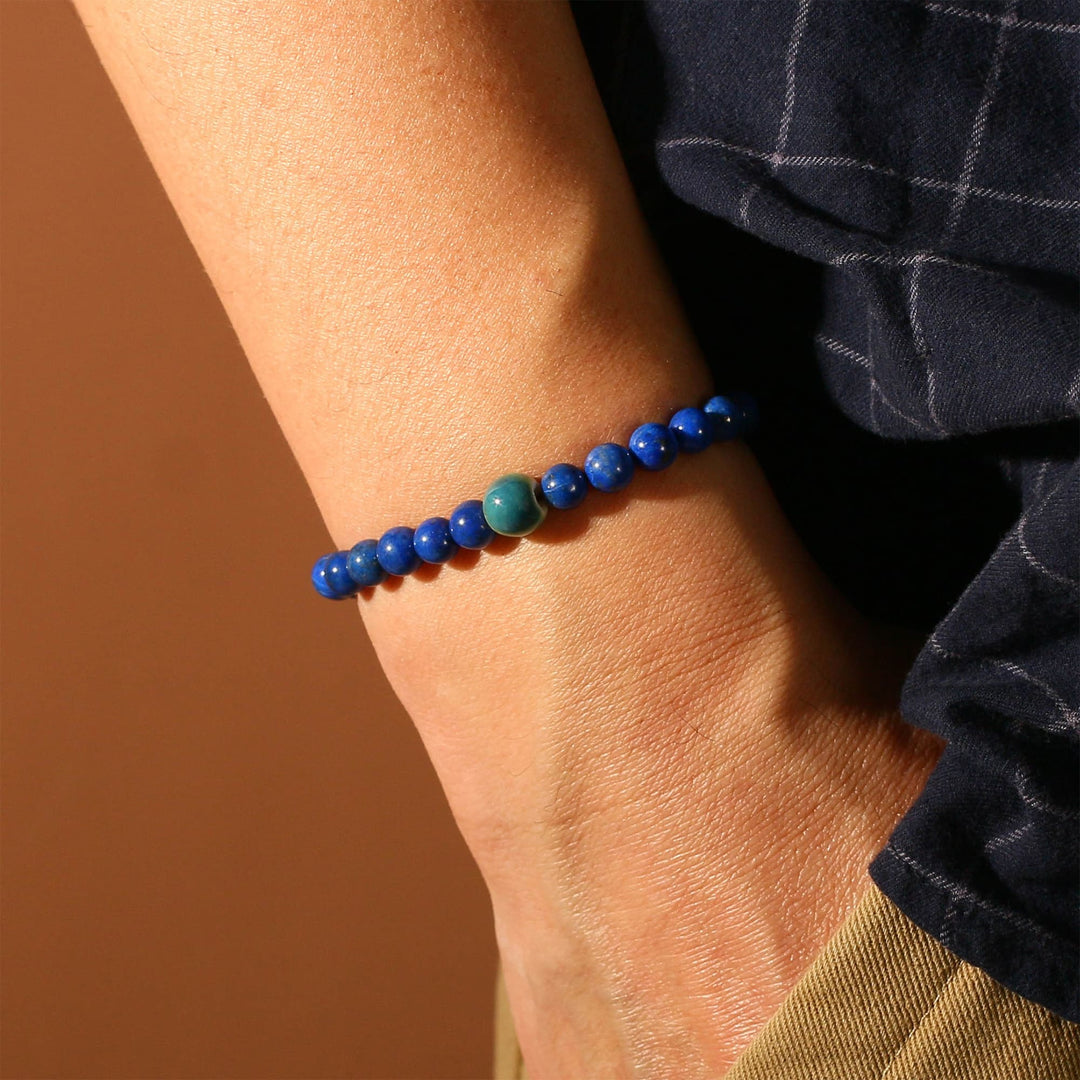 Wisdom & Wealth - Silver Lapis Lazuli Evil Eye Bracelet Ⅰ