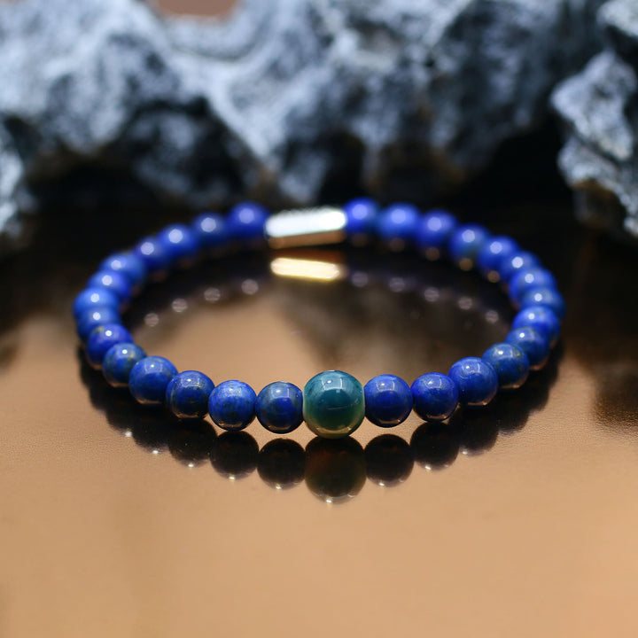 Wisdom & Wealth - Silver Lapis Lazuli Evil Eye Bracelet Ⅰ