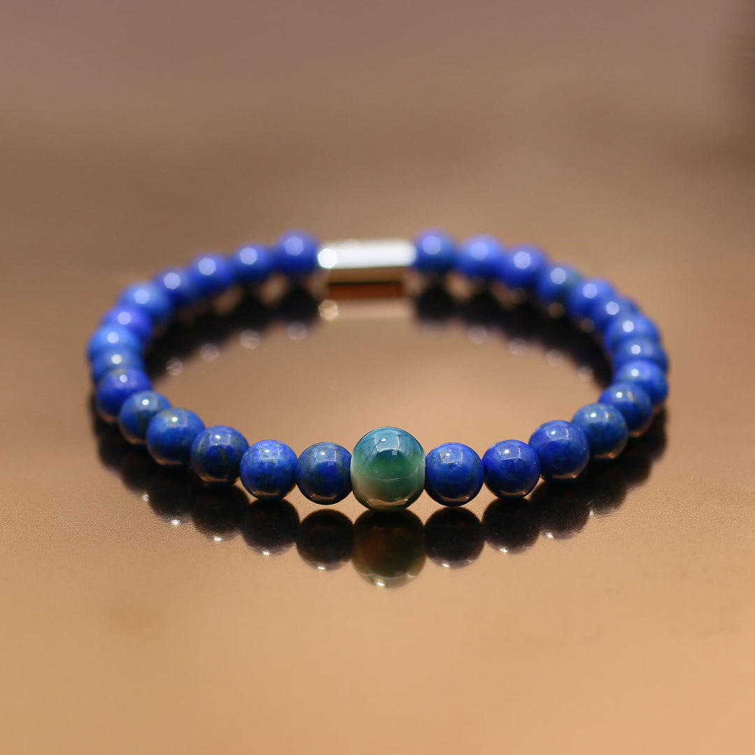 Wisdom & Wealth - Silver Lapis Lazuli Evil Eye Bracelet Ⅰ