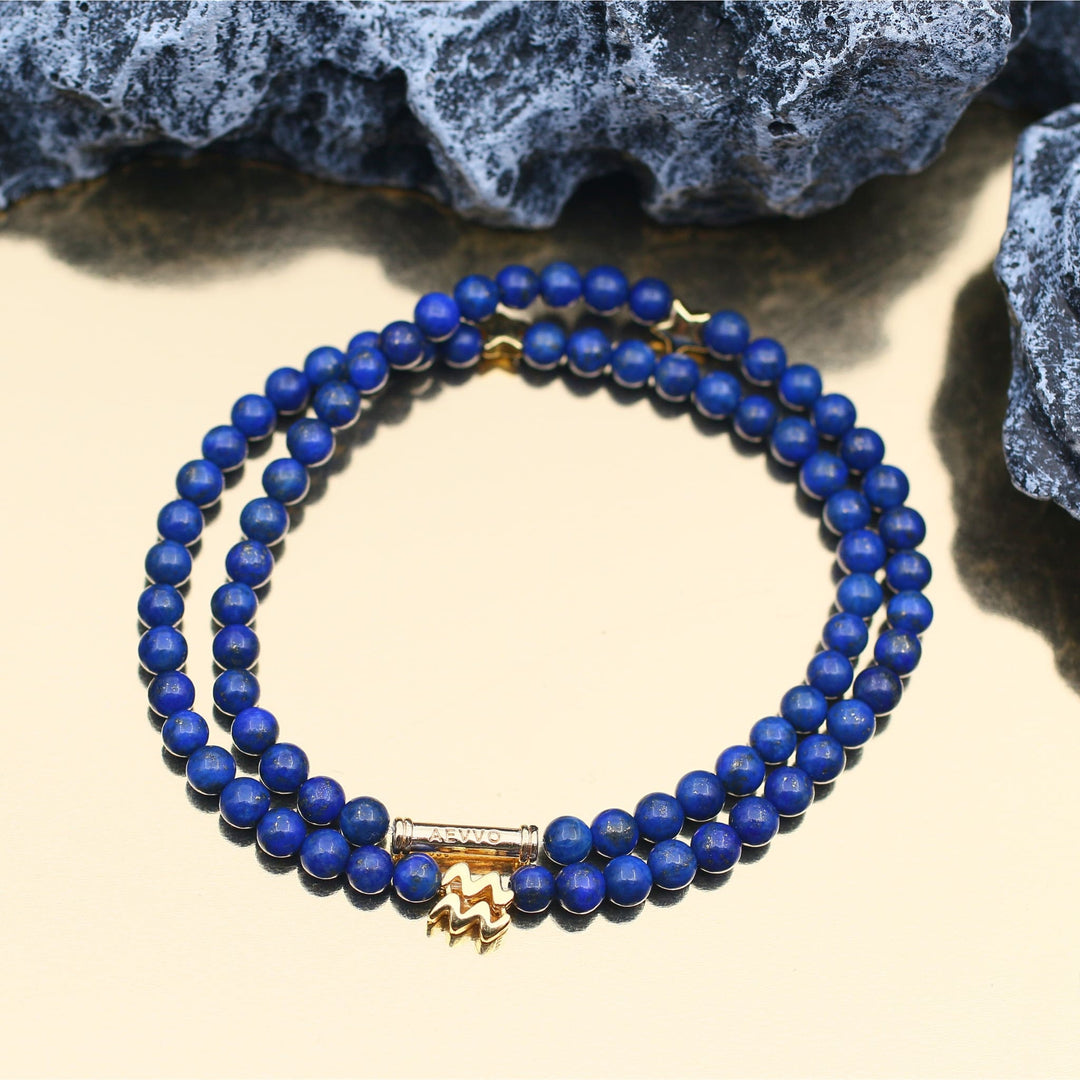 Lapis Lazuli Aquarius Lucky Stone Double Wrap Bracelet