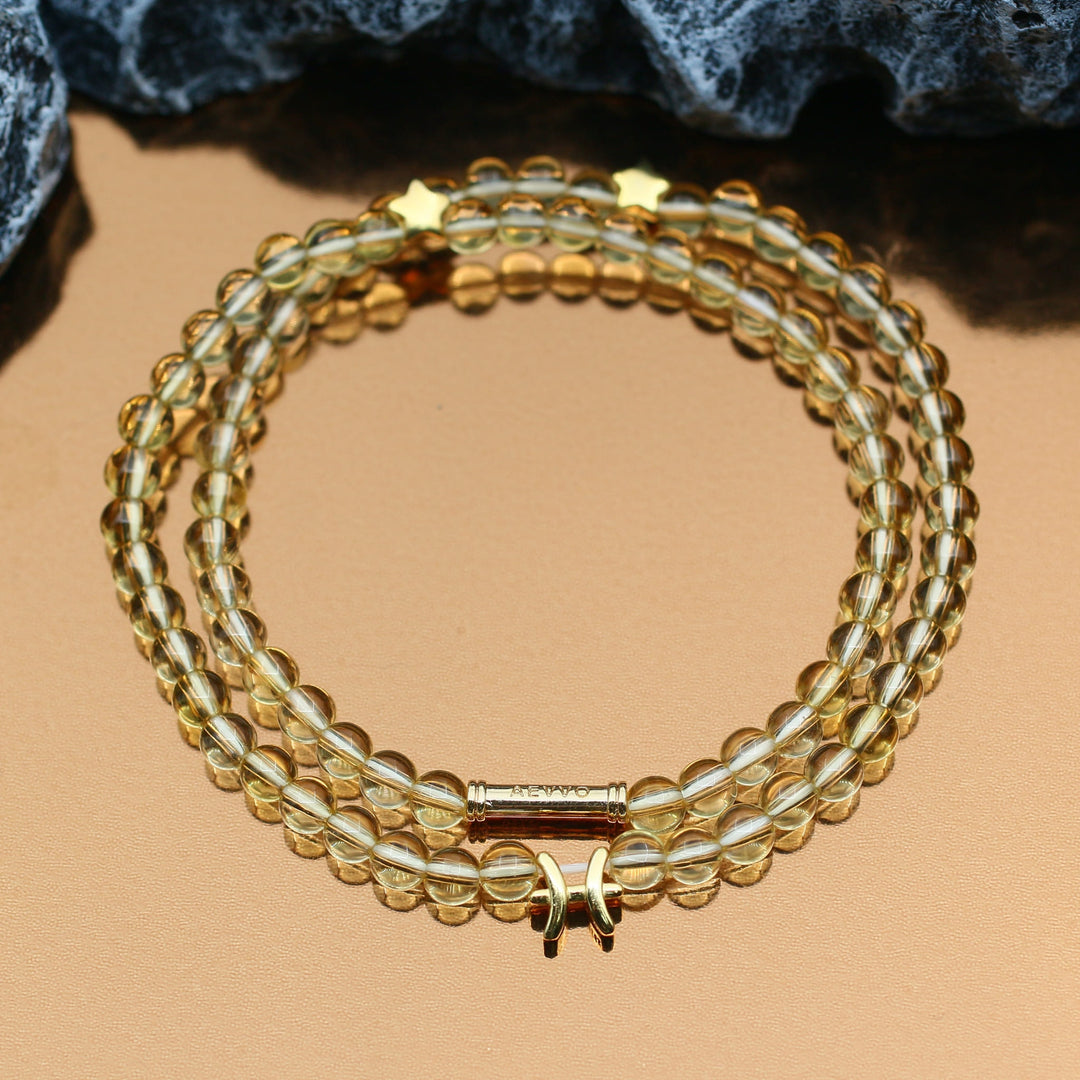 Citrine Pisces Lucky Stone Double Wrap Bracelet