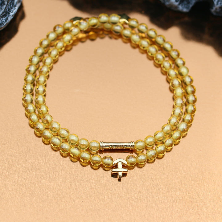 Yellow Zircon Sagittarius Lucky Stone Double Wrap Bracelet