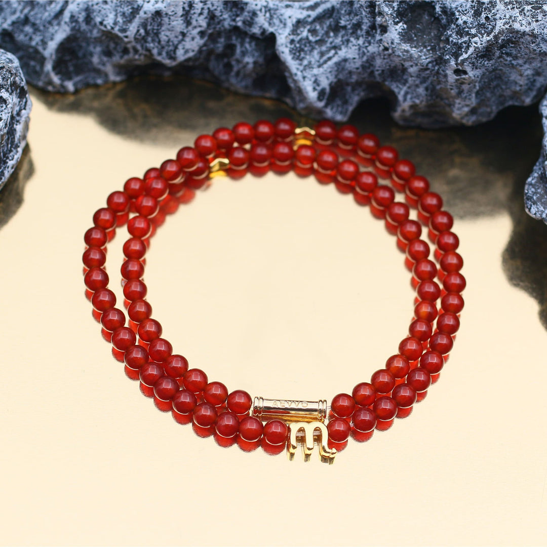 Red Agate Scorpio Lucky Stone Double Wrap Bracelet