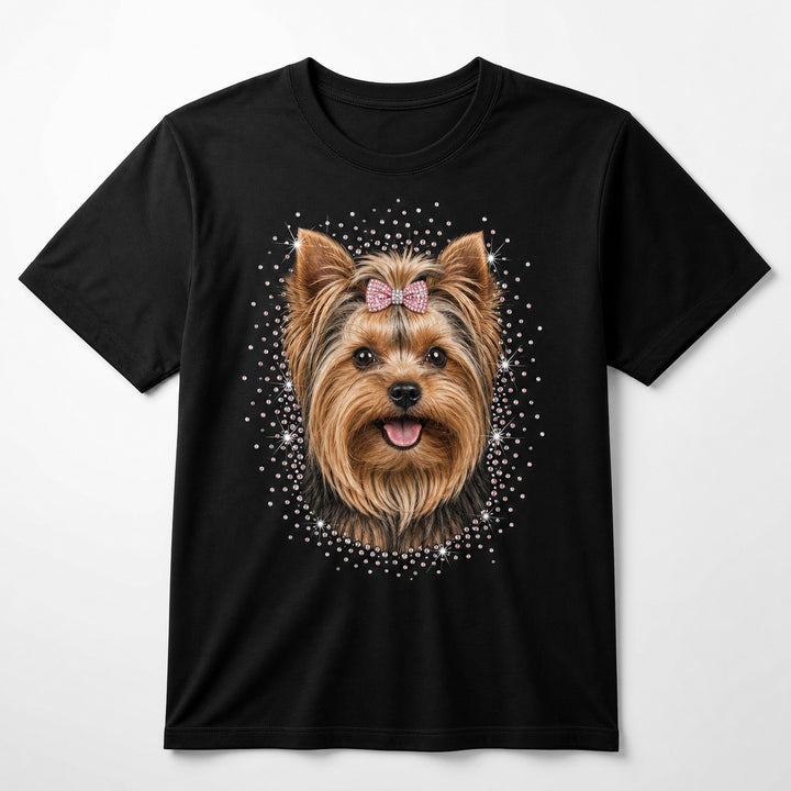 Personalized One Photo Pet Gift Bling Unisex Tee clean product main image with custom pet portrait