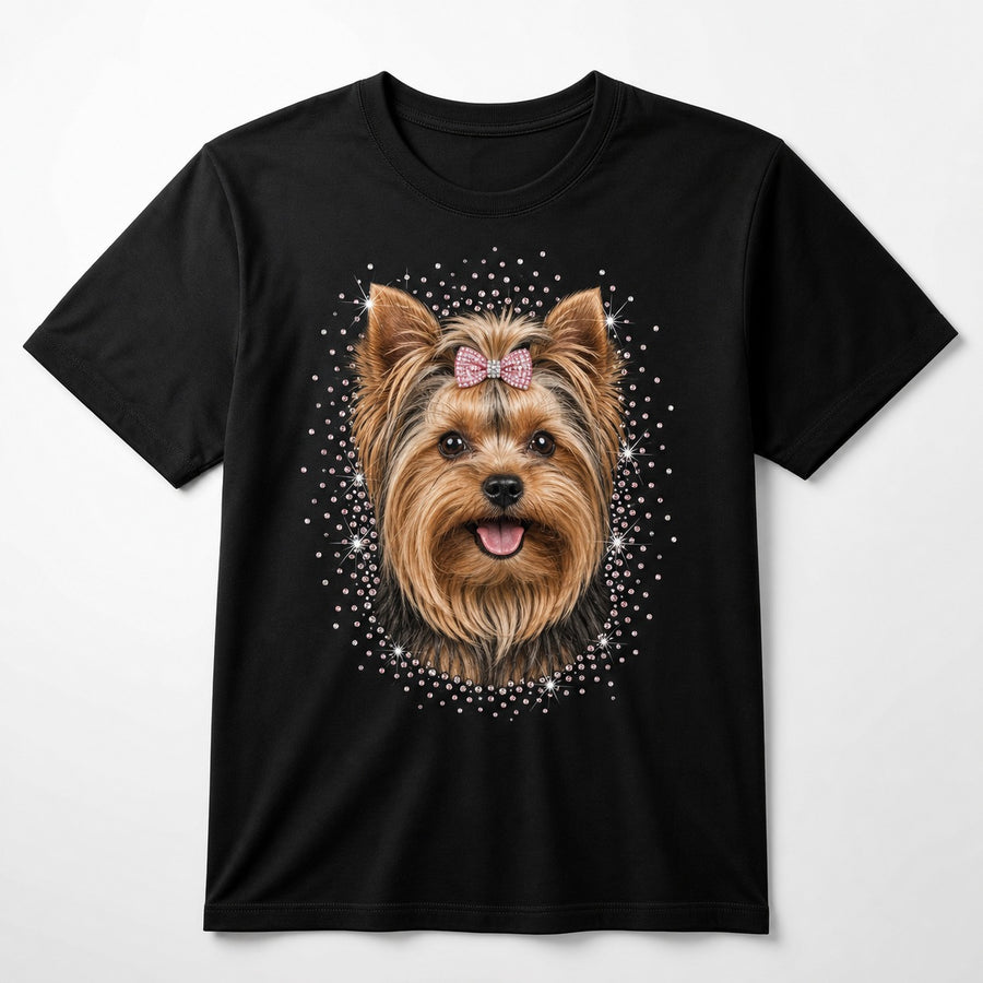 Personalized One Photo Pet Gift Bling Unisex Tee clean product main image with custom pet portrait