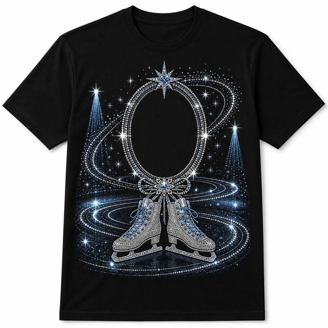 Custom Pet Starlit Skater Bling Photo Unisex Tee - Personalized Dog & Cat Gift