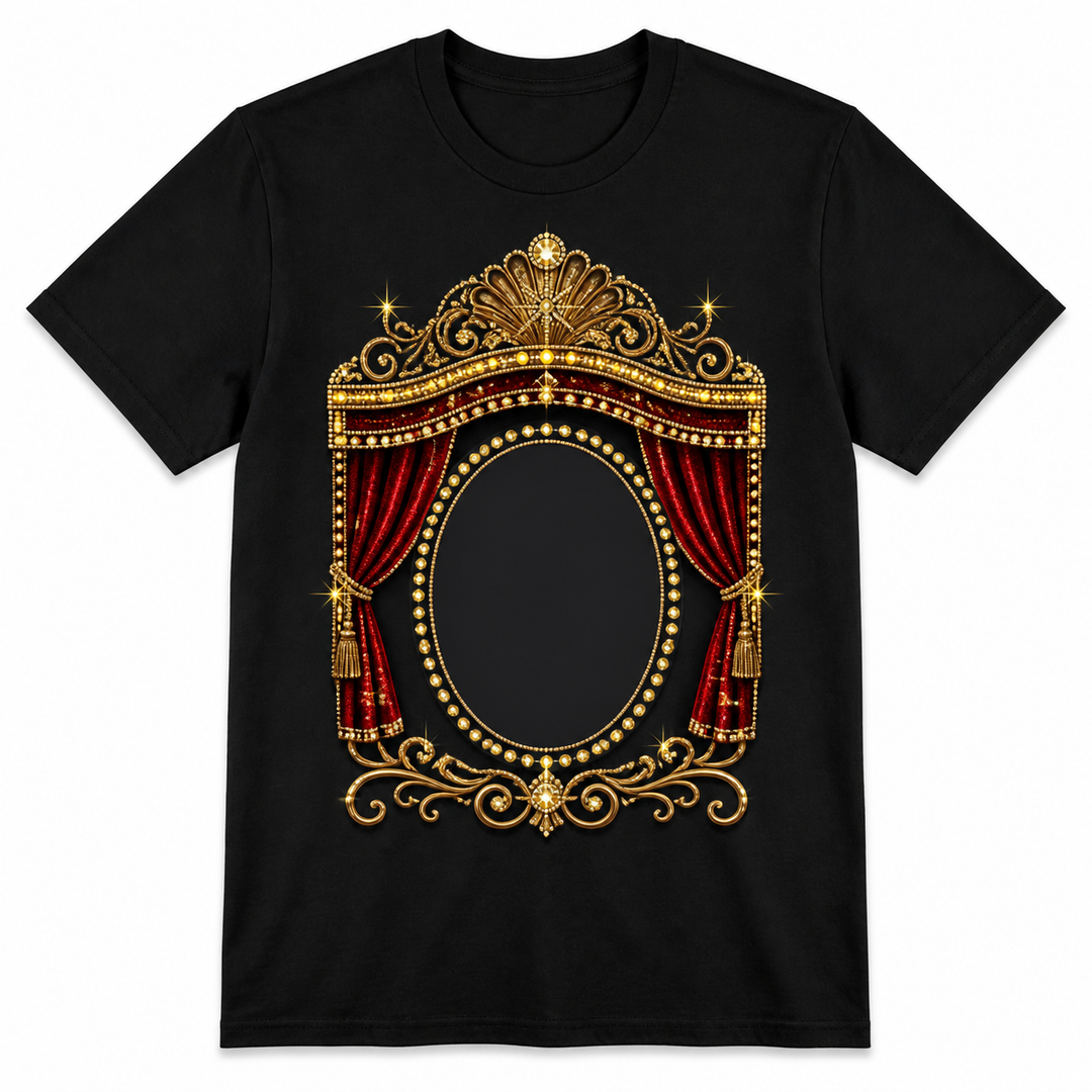 Custom Pet Golden Theater Bling Photo Unisex Tee - Personalized Dog & Cat Gift