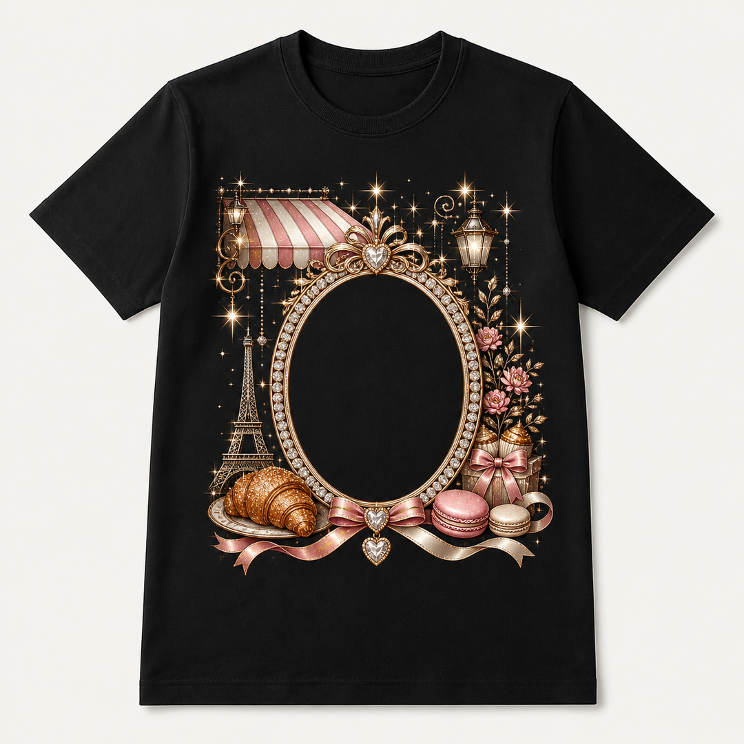 Custom Pet Paris Patisserie Bling Photo Unisex Tee - Personalized Dog & Cat Gift