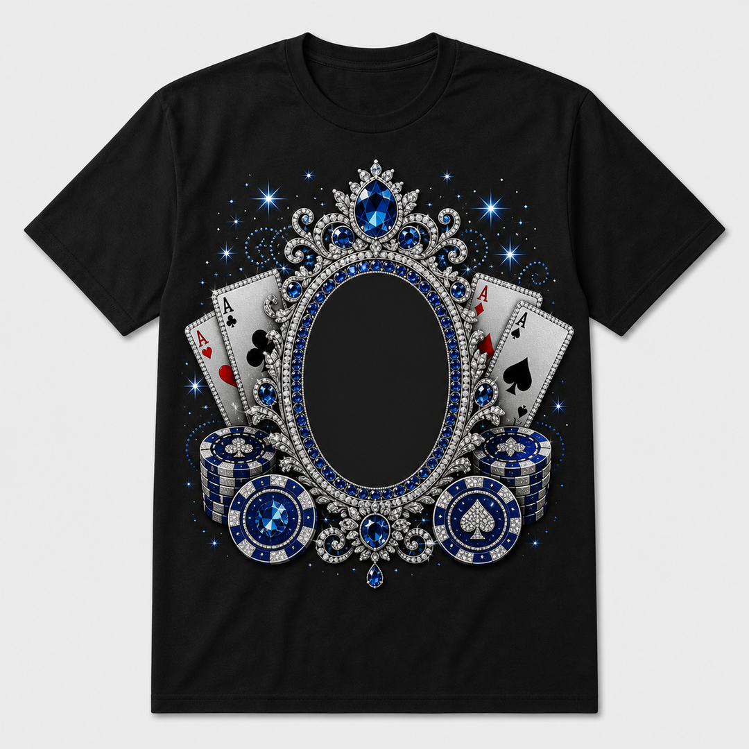 Custom Pet Sapphire Casino Bling Photo Unisex Tee - Personalized Dog & Cat Gift