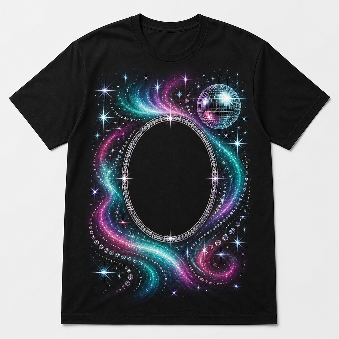 Custom Pet Aurora Disco Bling Photo Unisex Tee - Personalized Dog & Cat Gift