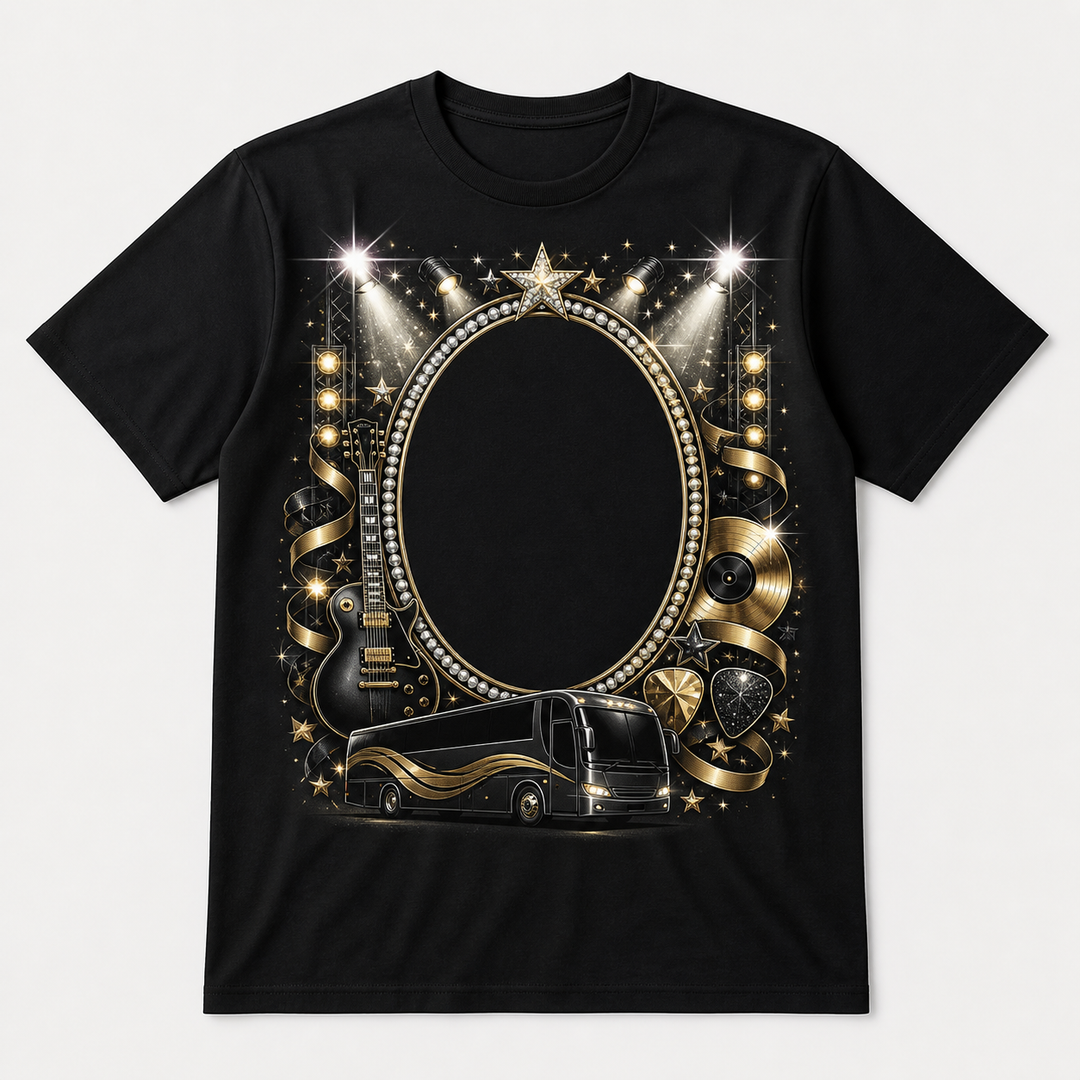 Custom Pet Rockstar Tour Bus Bling Photo Unisex Tee - Personalized Dog & Cat Gift