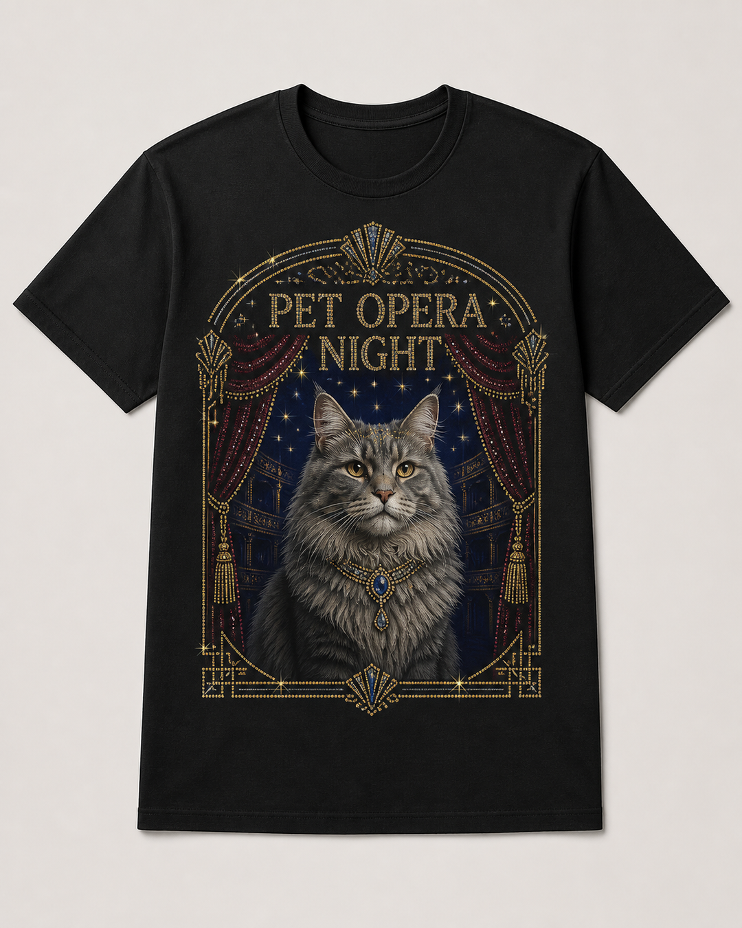 Custom Pet Opera Night Bling Photo Unisex Tee - Personalized Dog & Cat Gift