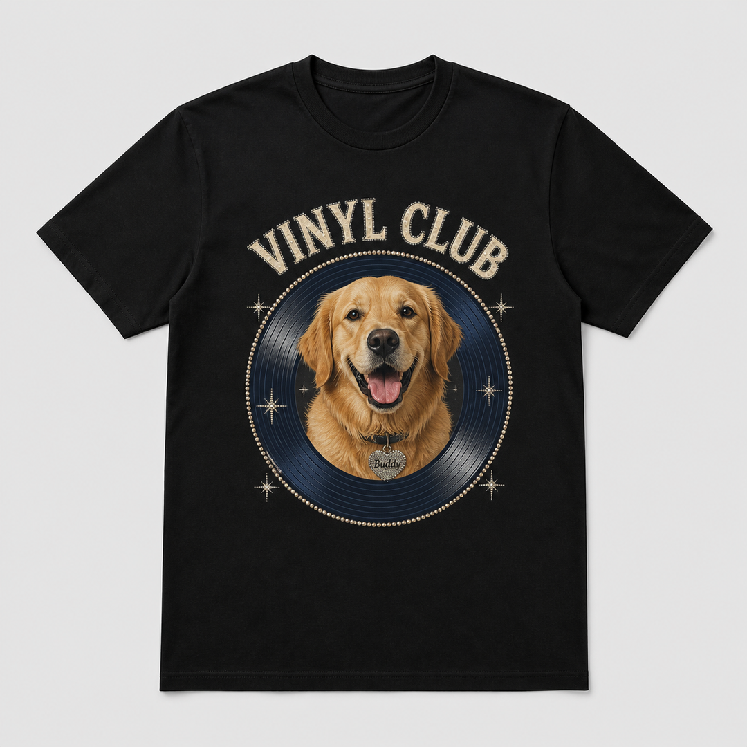 Custom Pet Vinyl Club Bling Photo Unisex Tee - Personalized Dog & Cat Gift