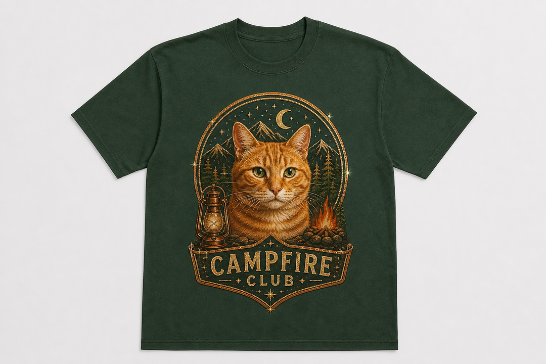 Custom Pet Campfire Club Bling Photo Unisex Tee - Personalized Dog & Cat Gift