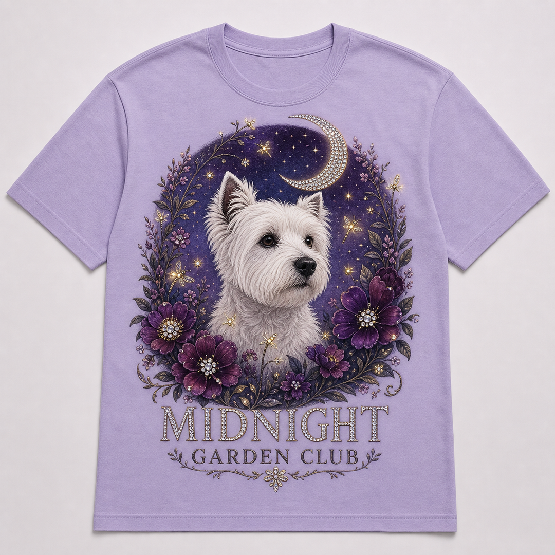 Custom Pet Midnight Garden Club Bling Photo Unisex Tee - Personalized Dog & Cat Gift