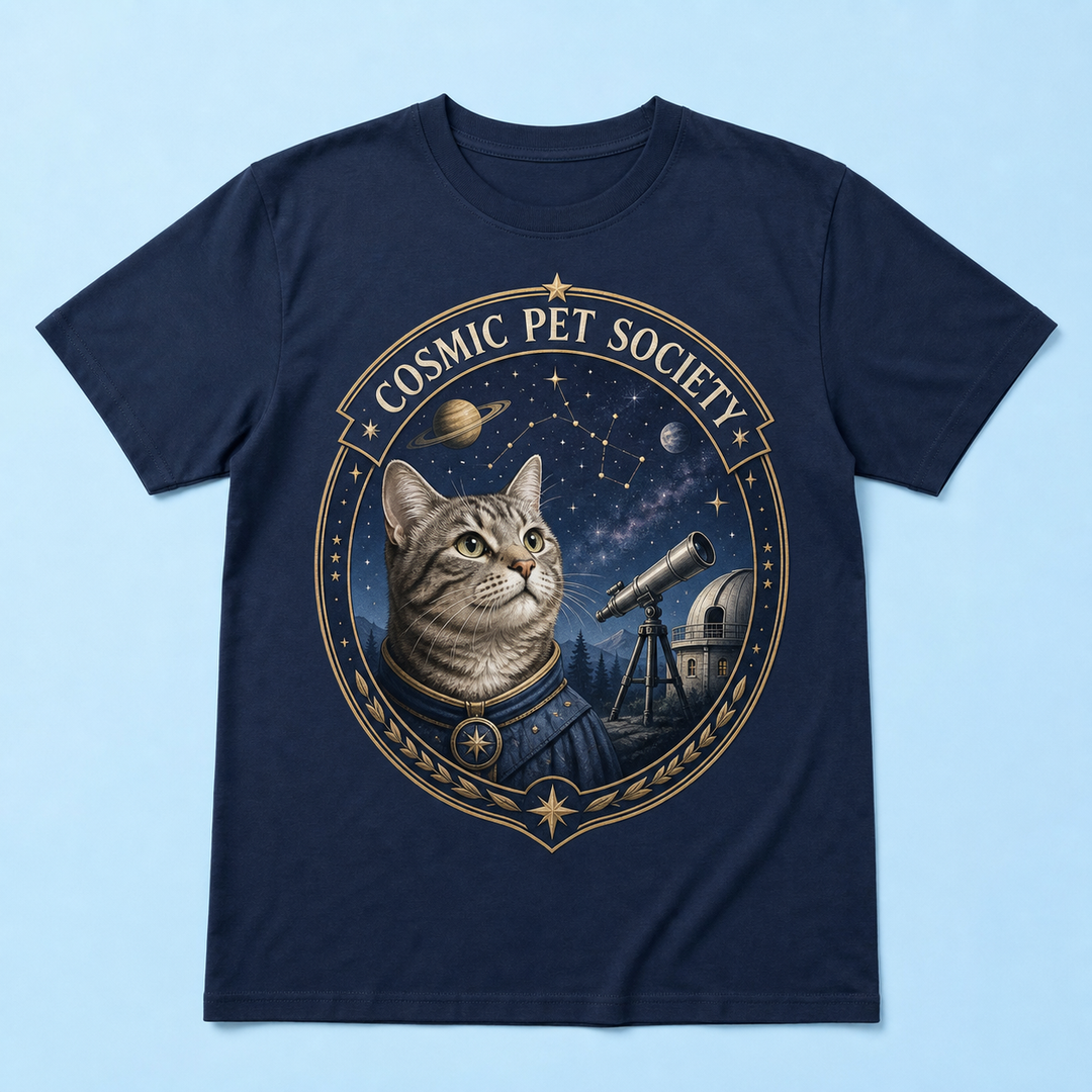 Custom Pet Cosmic Society Photo Unisex Tee - Personalized Dog & Cat Gift