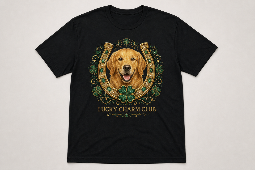 Custom Pet Lucky Charm Club Bling Photo Unisex Tee - Personalized Dog & Cat Gift