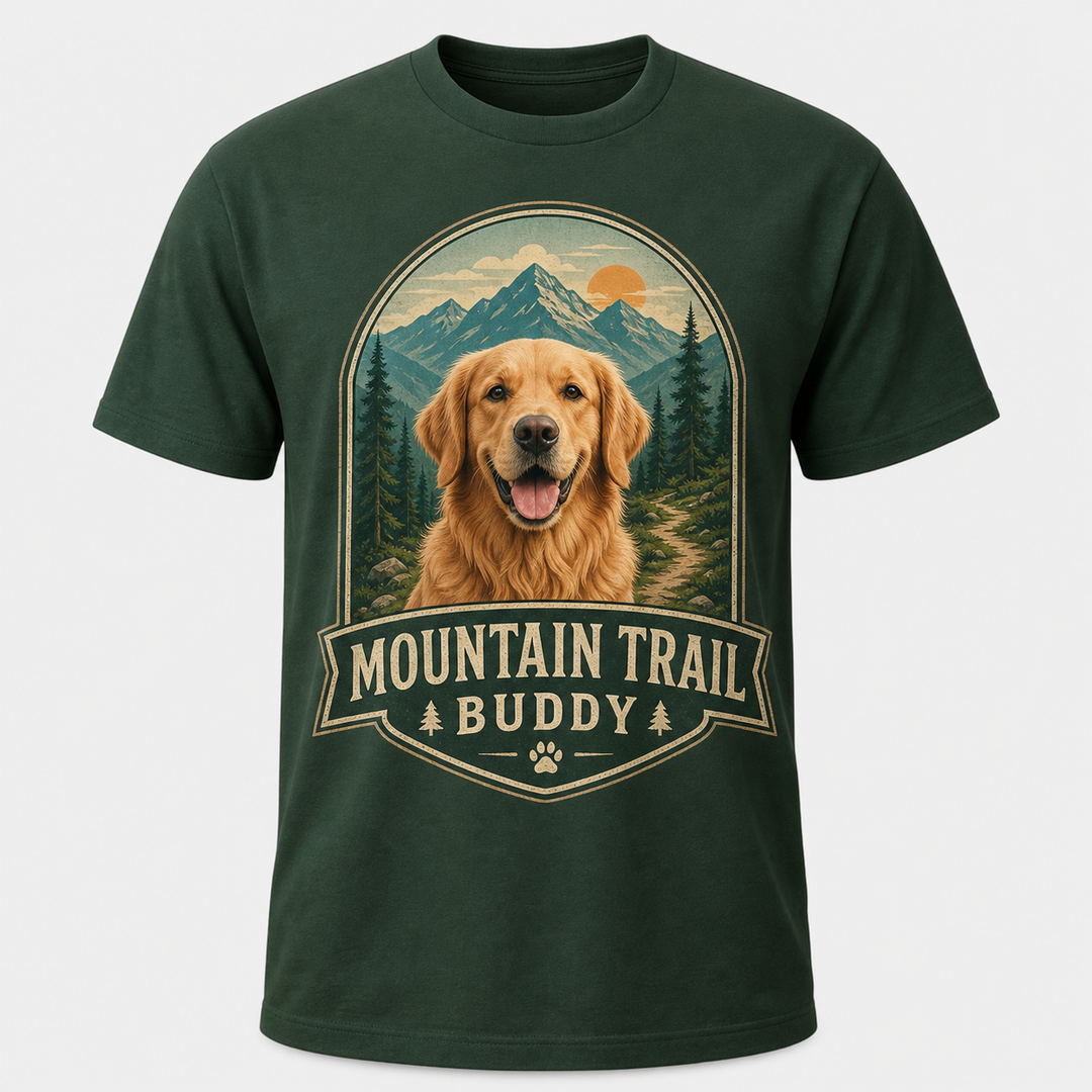 Custom Pet Mountain Trail Photo Unisex Tee - Personalized Dog & Cat Gift