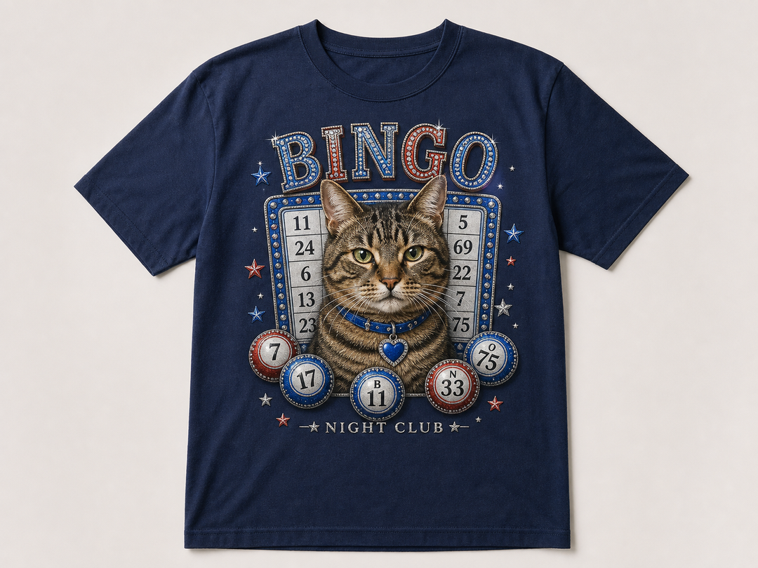 Custom Pet Bingo Night Club Bling Photo Unisex Tee - Personalized Dog & Cat Gift
