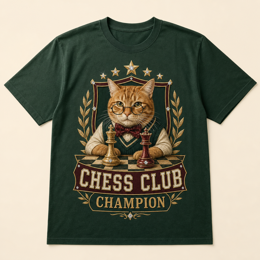 Custom Pet Chess Club Champion Bling Photo Unisex Tee - Personalized Dog & Cat Gift
