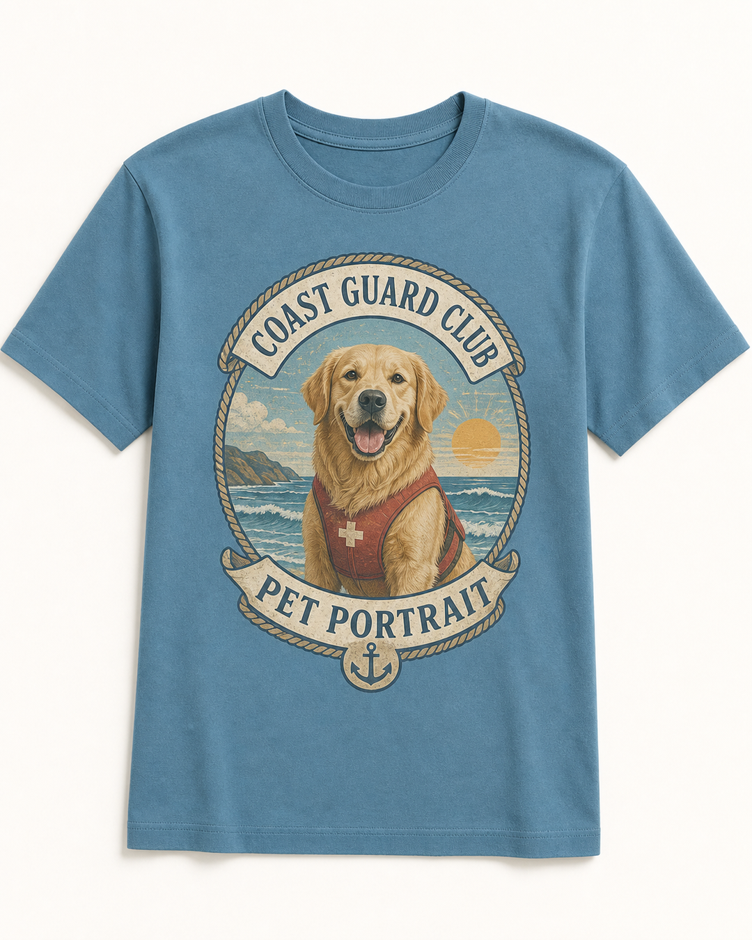 Custom Pet Coast Guard Club Photo Unisex Tee - Personalized Dog & Cat Gift