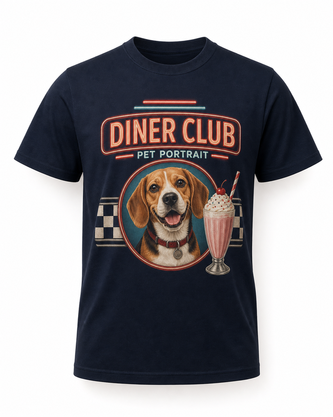 Custom Pet Diner Club Photo Unisex Tee - Personalized Dog & Cat Gift