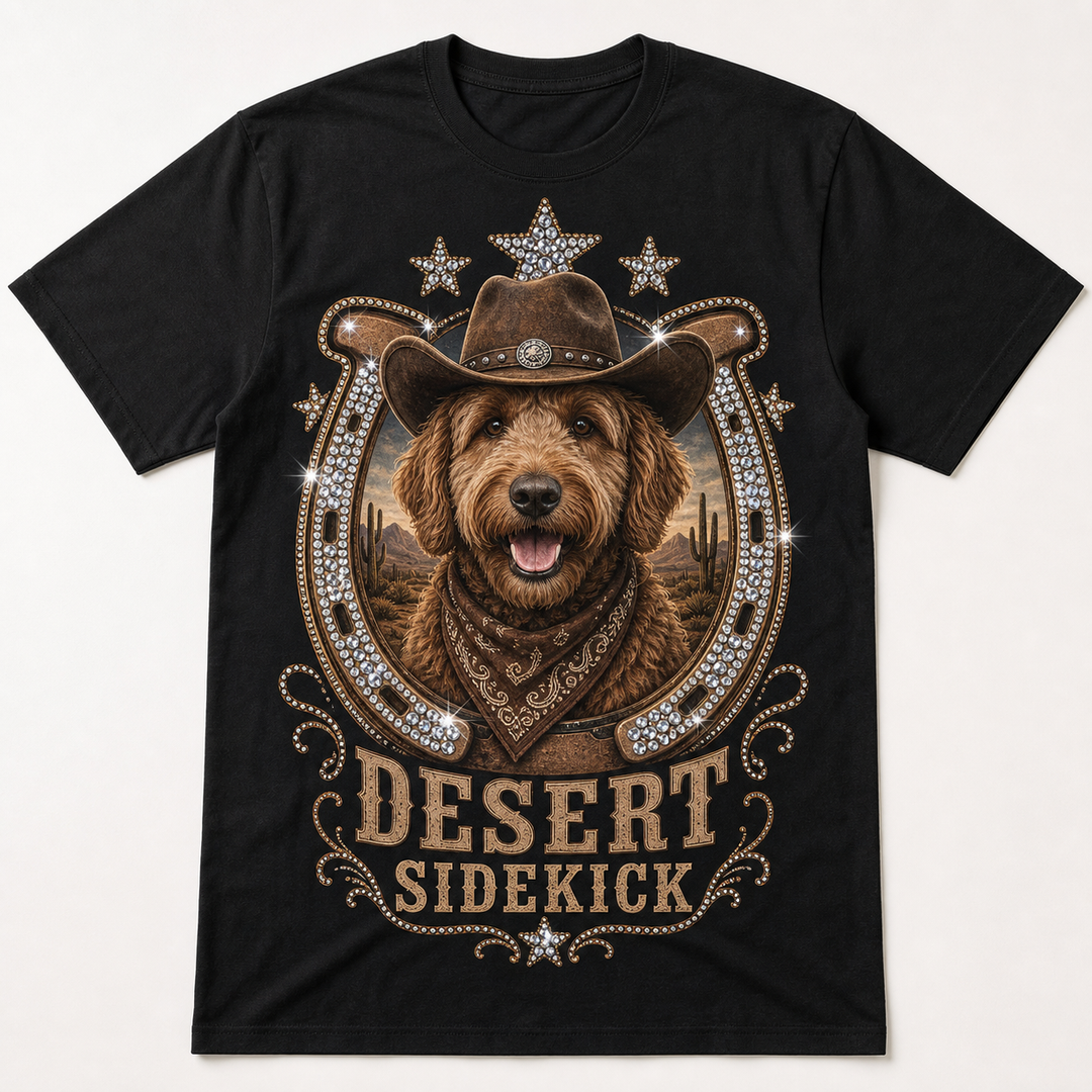 Custom Pet Desert Sidekick Bling Photo Unisex Tee - Personalized Dog & Cat Gift