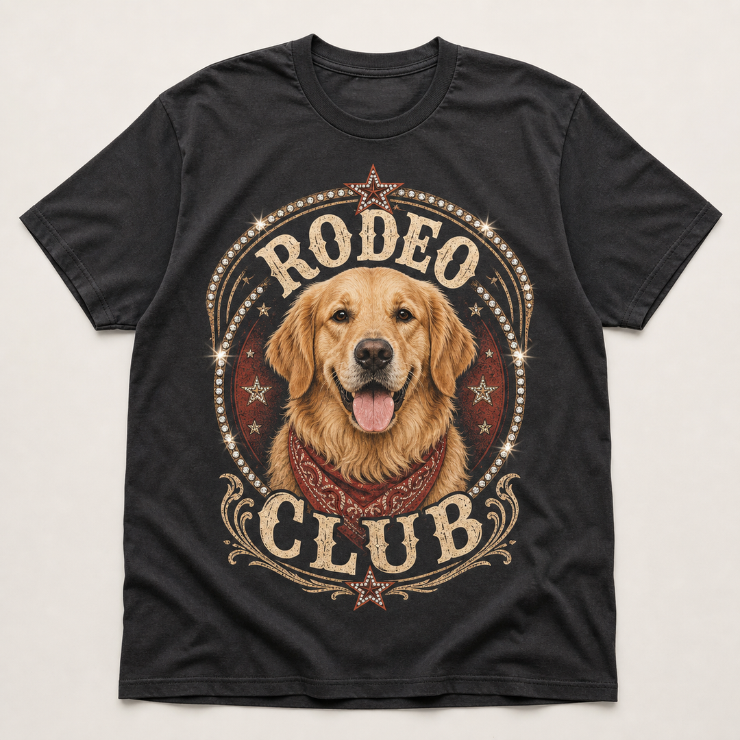 Custom Pet Rodeo Club Bling Photo Unisex Tee - Personalized Dog & Cat Gift