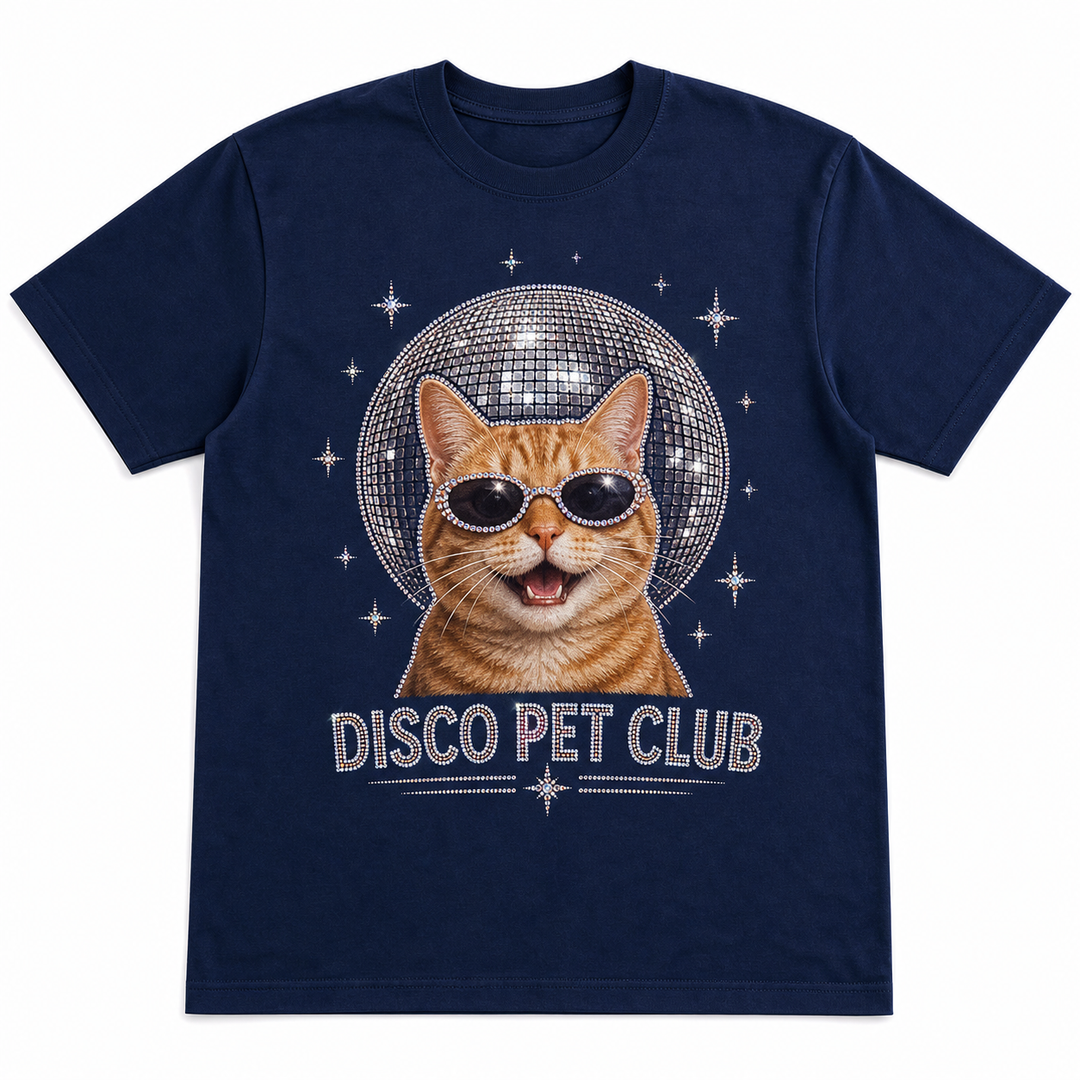 Custom Pet Disco Pet Club Bling Photo Unisex Tee - Personalized Dog & Cat Gift