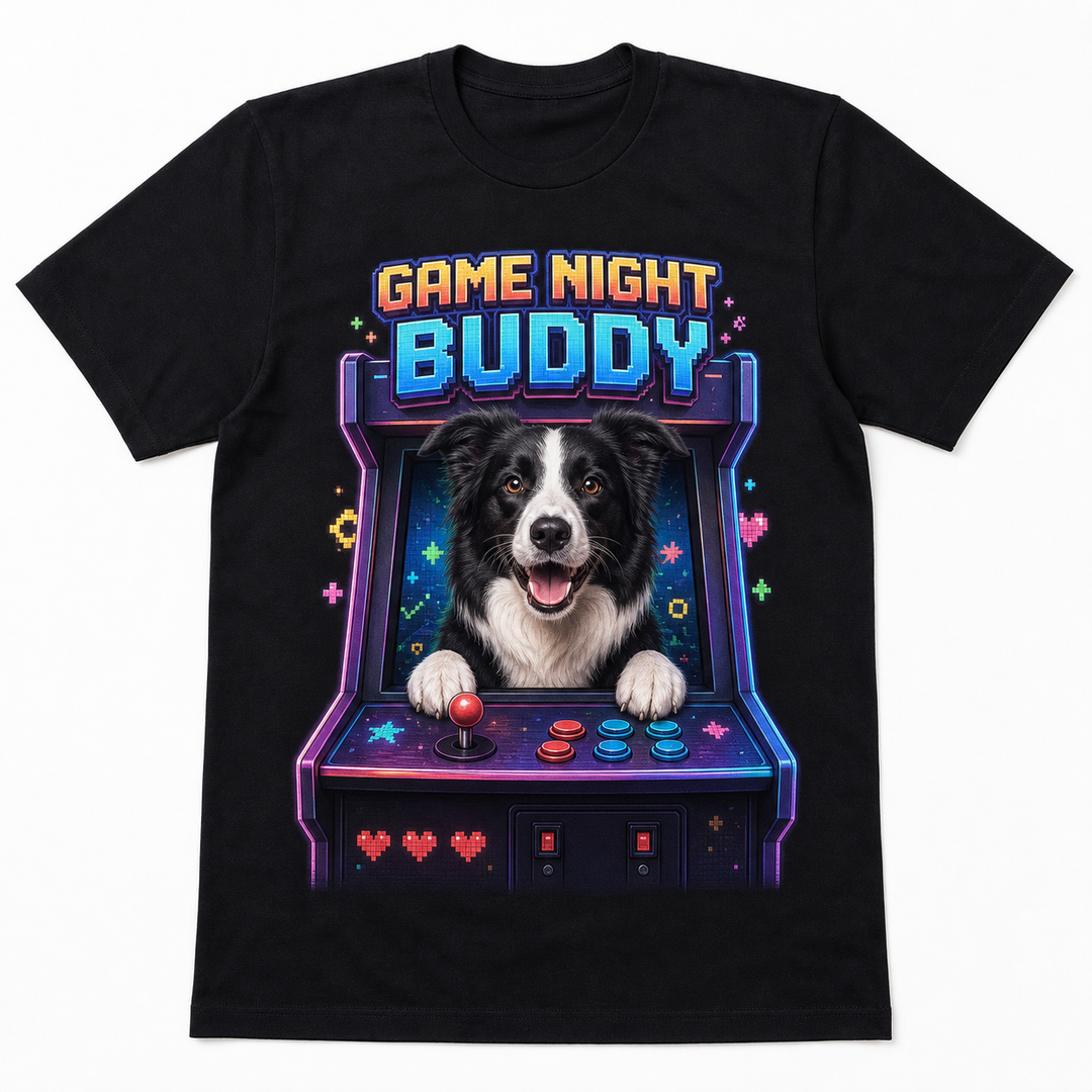 Custom Pet Game Night Buddy Photo Unisex Tee - Personalized Dog & Cat Gift