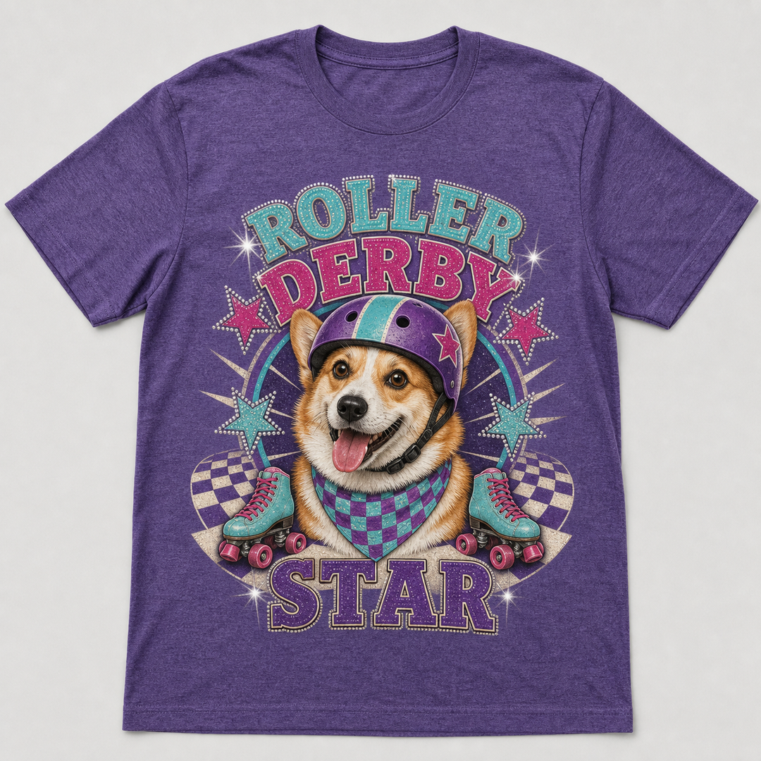 Custom Pet Roller Derby Star Bling Photo Unisex Tee - Personalized Dog & Cat Gift