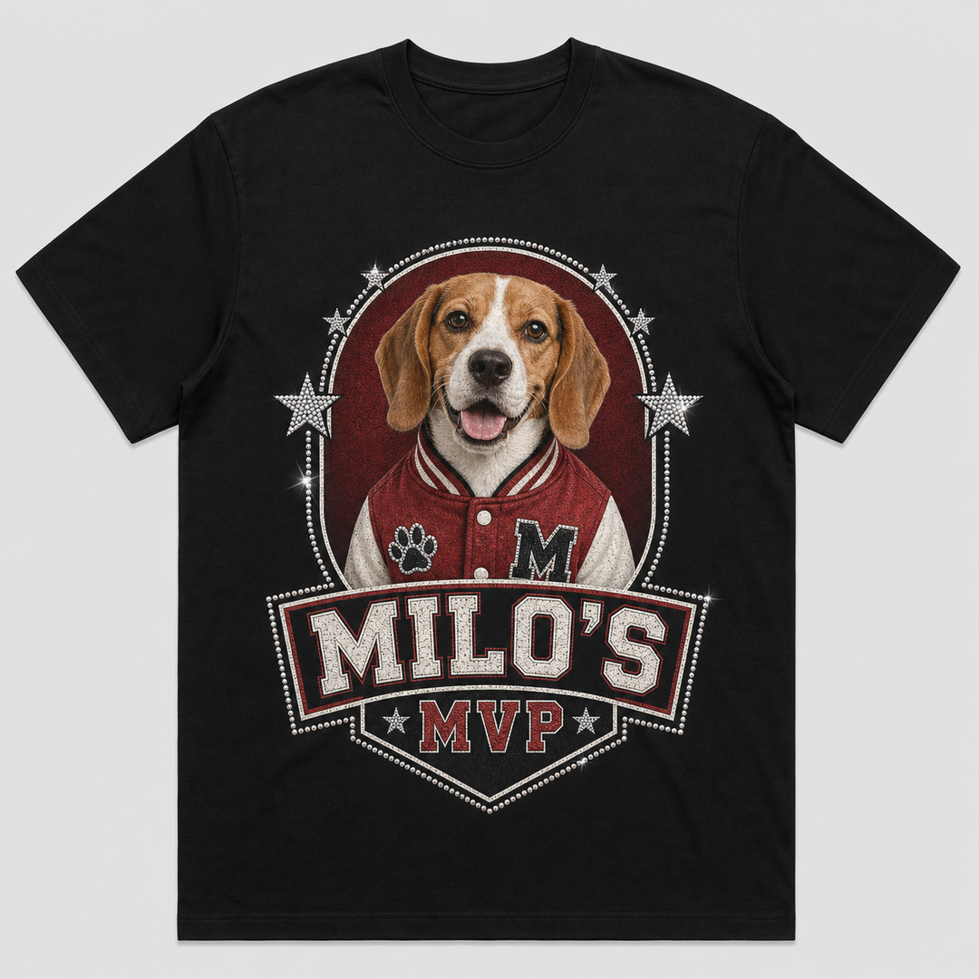 Custom Pet MVP Bling Photo Unisex Tee - Personalized Dog & Cat Gift