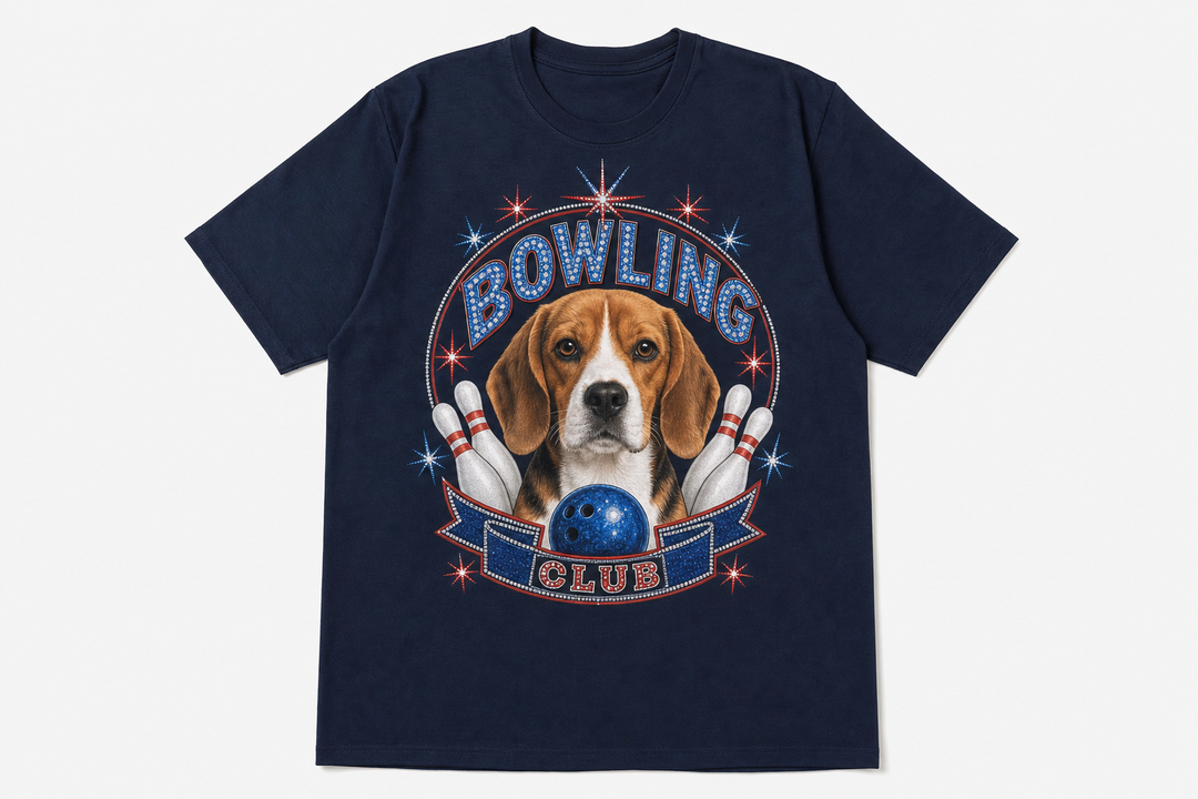 Custom Pet Bowling Club Bling Photo Unisex Tee - Personalized Dog & Cat Gift