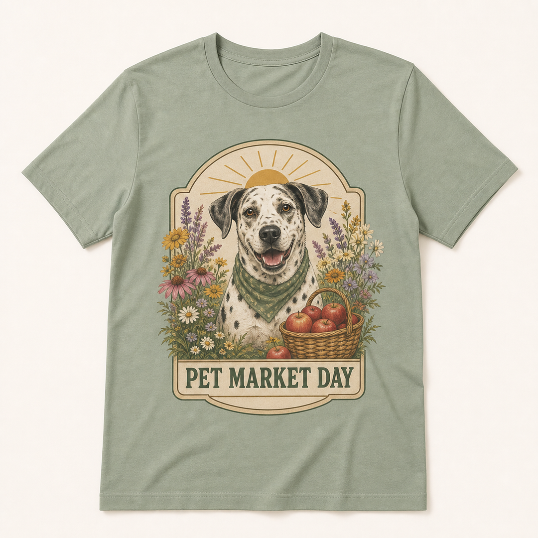 Custom Pet Market Day Photo Unisex Tee - Personalized Dog & Cat Gift