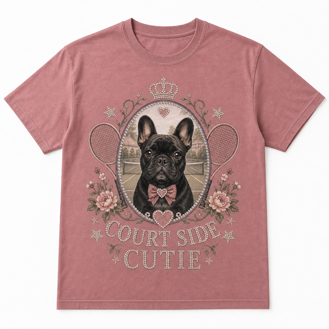 Custom Pet Court Side Cutie Bling Photo Unisex Tee - Personalized Dog & Cat Gift