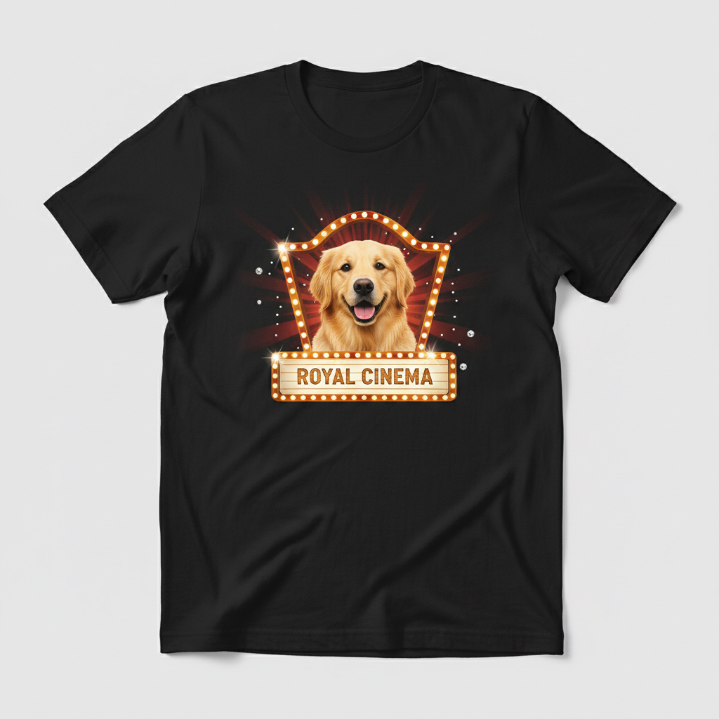 Custom Pet Royal Cinema Bling Photo Unisex Tee - Personalized Dog & Cat Gift