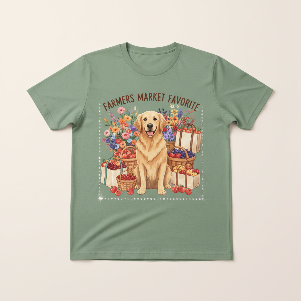 Custom Pet Farmers Market Bling Photo Unisex Tee - Personalized Dog & Cat Gift