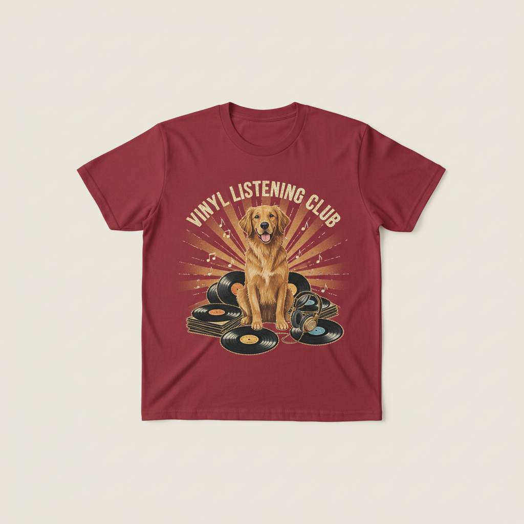 Custom Pet Vinyl Listening Club Bling Photo Unisex Tee - Personalized Dog & Cat Gift